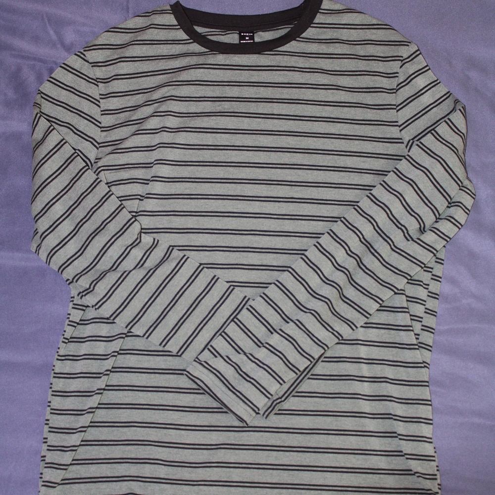 Long Sleeve Green and Black Striped Shirt